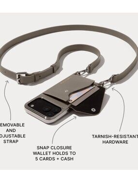 Hailey Chrome Crossbody Phone Case in Warm Gray Chrome/Antique Silver